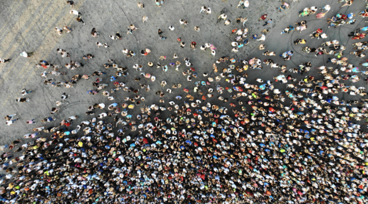 aerial image of a crowd